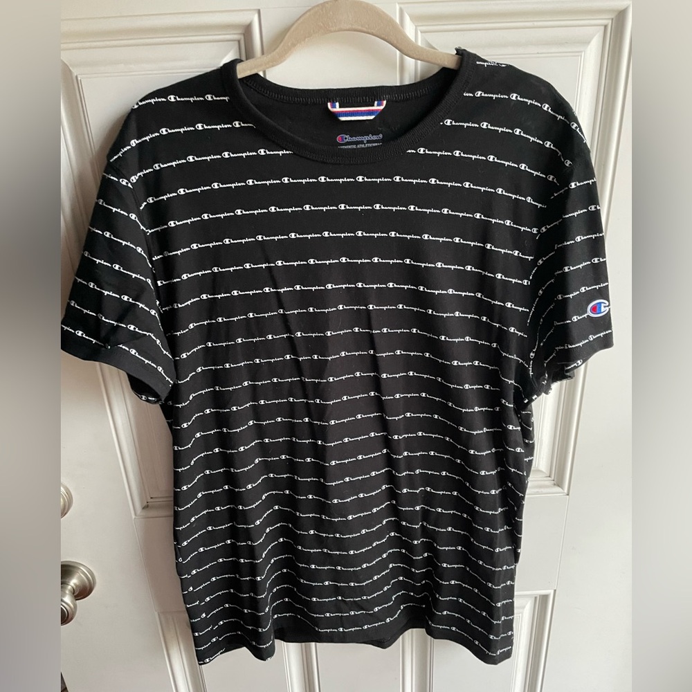Champion Black Logo Pattern Men's Tee